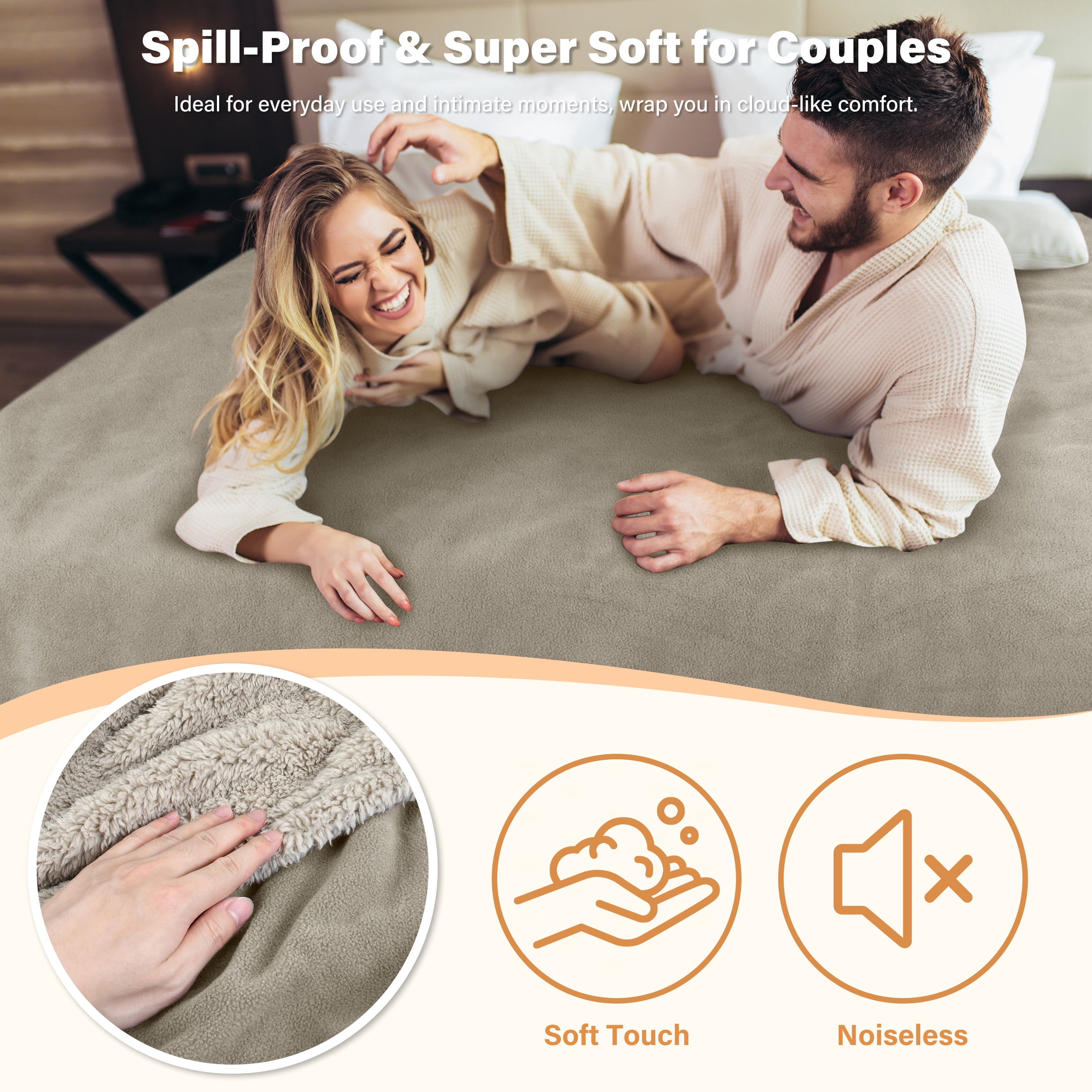 Catalonia Waterproof Blanket for Baby, Pee Proof Pet Cover for Couch Bed, Reversible Sherpa Fleece Throws for Relaxing Traveling Camping, Camel/Taupe, 60"" x 50"".