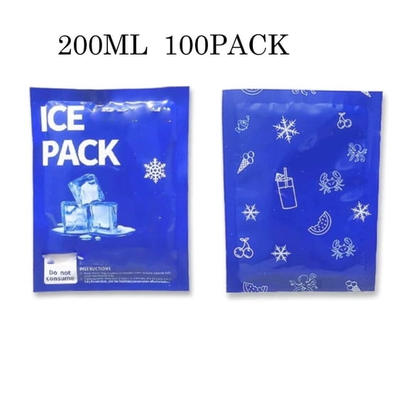 HIBIBUD 100 Pack 200Ml Reusable Gel Ice Packs, Disposable Absorbent Freezer Packs for Food Storage, Shipping, Coolers, Lunch Boxes, and Picnics - Ice Packs for Coolers