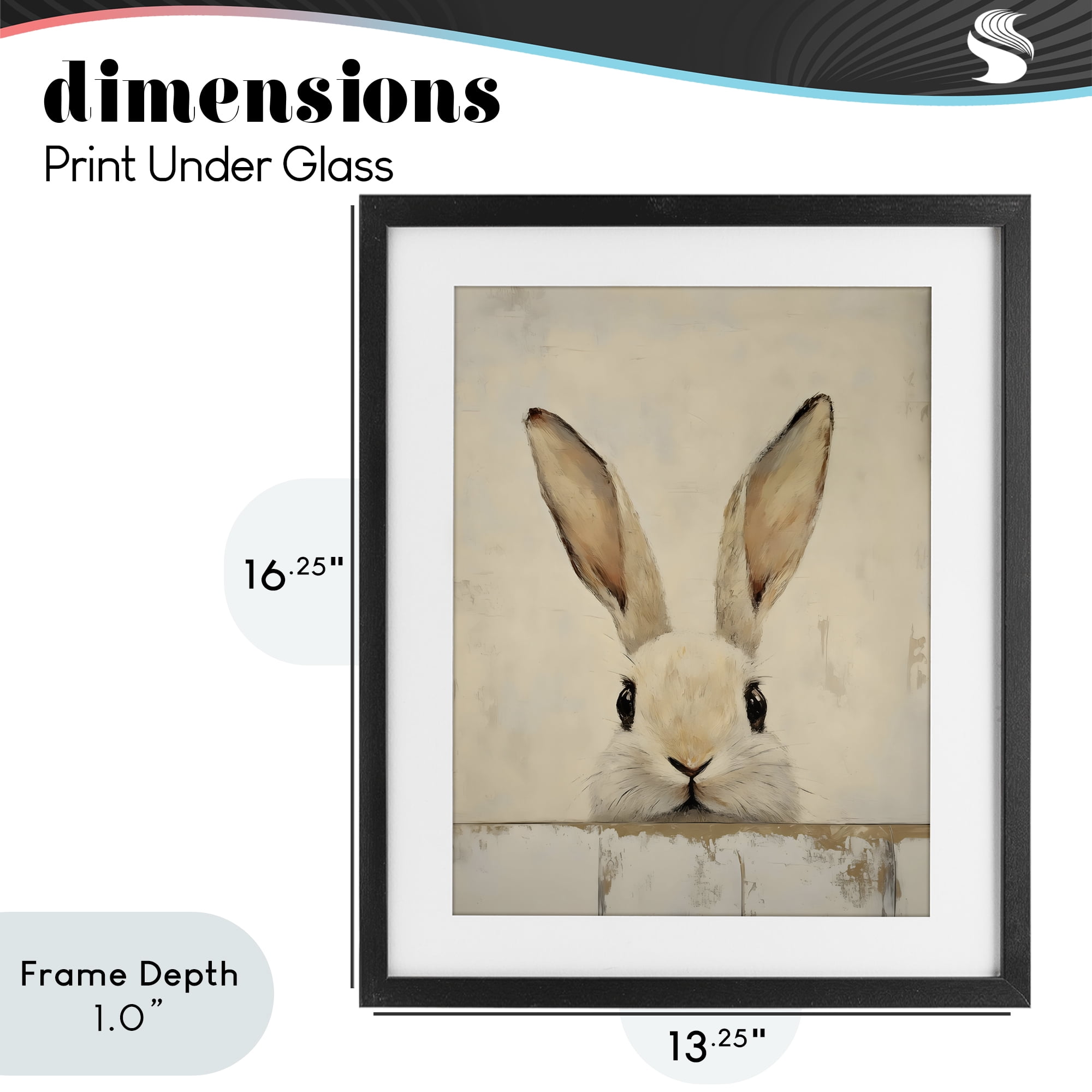 Stupell Industries Peeking Bunny in Soft Neutrals Black Framed Print Under Glass, design by LSR Design Studio