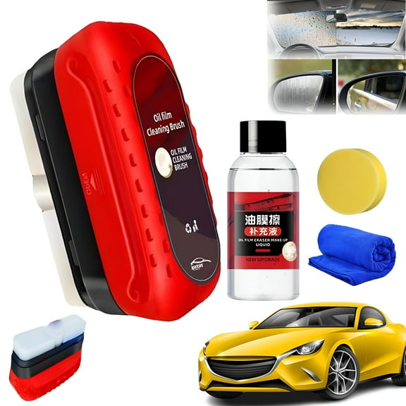ACDANC Oil Repellent Film for Car Windows, Oil Film Cleaning Brush for Car Windows, Glass Cleaning Board for Car Windshield, Powerful Car Glass Oil Film Remover & Windshield Cleaner (2pcs)