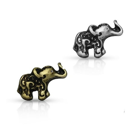 - Antique Gold/Silver Elephant Top 20ga Nose Stud