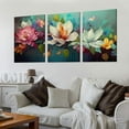 thumbnail image 2 of Nawypu  Flower Canvas Wall Art for Living Room, Colorful Floral Wall Decor for Bedroom, Watercolor Lotus Painting, Print Picture Decoration Gift for Girl, 12''x16''X3 Panels, 2 of 4