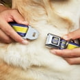 thumbnail image 2 of GM General Motors Pet Collar, Dog Collar Metal Seatbelt Buckle, Chevrolet Super Service Logo Stripe Blue White Yellow, 16 to 23 Inches 1.5 Inch Wide, 2 of 9
