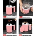 thumbnail image 2 of Taza autoagitadora, taza de café magnética automática recargable con barra agitadora, leche/cacao en la oficina/cocina/viaje, el mejor regalo de 14 oz - rosa, 2 of 5
