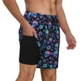 thumbnail image 2 of Sikiie Skull Flower Blue Print Men's Double Layer Swimming Trunks, Adjustable Waistband and Pockets Sports Swimming Trunks, Beach Swimwear-X-Large, 2 of 6