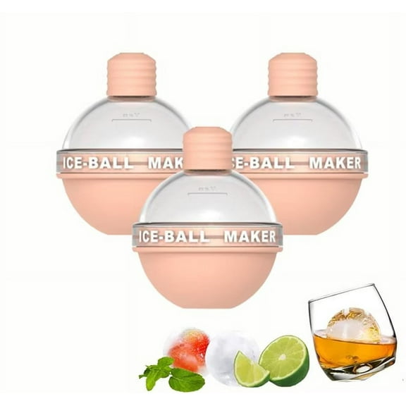 Clear Ice Ball Maker - 3 Pack Silicone Ice Cube Maker, Round Ice Mold for Sphere Crystal Clear 2.5 Inch Ice Balls-Whiskey transparent round ice cubes(Pink)