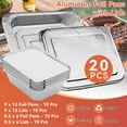 thumbnail image 6 of 20 Pack Aluminum Pans ,  10 Large 9x13 Foil Pans Half Size & 10 Small 8x6  Tin Foil Baking Pans With Lids, 6 of 7
