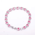 thumbnail image 4 of Pink Rubellite Tourmaline & CZ 925 Sterling Silver Tennis Bracelet 7.99" B73626, New Year Sale, Valentin's Day Gift, 4 of 4