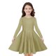 thumbnail image 1 of Odeerbi Niñas Manga Larga A-Vestido de Manga Larga Para Niñas Vestido Acampanado de Primavera Vestido Elástico de Colores Sólidos Vestido de Patinadora Twirly Vestido de Recital Escolar, 1 of 9