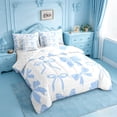 thumbnail image 2 of meiyoeat Blue Lovely Bow 7 Pieces Full Size Bedding Sets For Girls,Dreamy Princess Bowknot Full Size Bed in a Bag For Kids,Reversible, 2 of 7