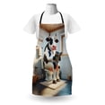 thumbnail image 2 of Funny Apron, Huge Cow Sitting on a Toilet with a Newspaper Whimsical Bathroom Scene, Unisex Kitchen Bib with Adjustable Neck for Cooking Gardening, Adult Size, Pale Brown Grey Coconut, by Ambesonne, 2 of 3