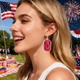 thumbnail image 2 of USA Patriotic Dangle Earrings for Women Red White Blue Stripe American Flag Earrings, Metal USA Drop Earrings, 4th of July Independence Day Patriotic Earrings, American Outfit Jewelry, 2 of 4