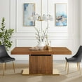 thumbnail image 2 of Dining Table, Rectangular, Wood, Metal Steel, Brown Walnut Gold, Modern Contemporary Urban Design, Kitchen Room Cafe Bistro Restaurant Hospitality, 2 of 10