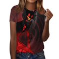 thumbnail image 2 of Hazbin Hotel Moda Casual Mujer Impreso Cuello Redondo Manga Corta Camiseta Top Vermilion/XL, 2 of 5