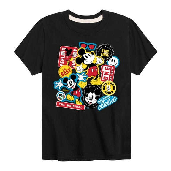 Disney - Mickey Sticker Look - Youth Short Sleeve Graphic T-Shirt