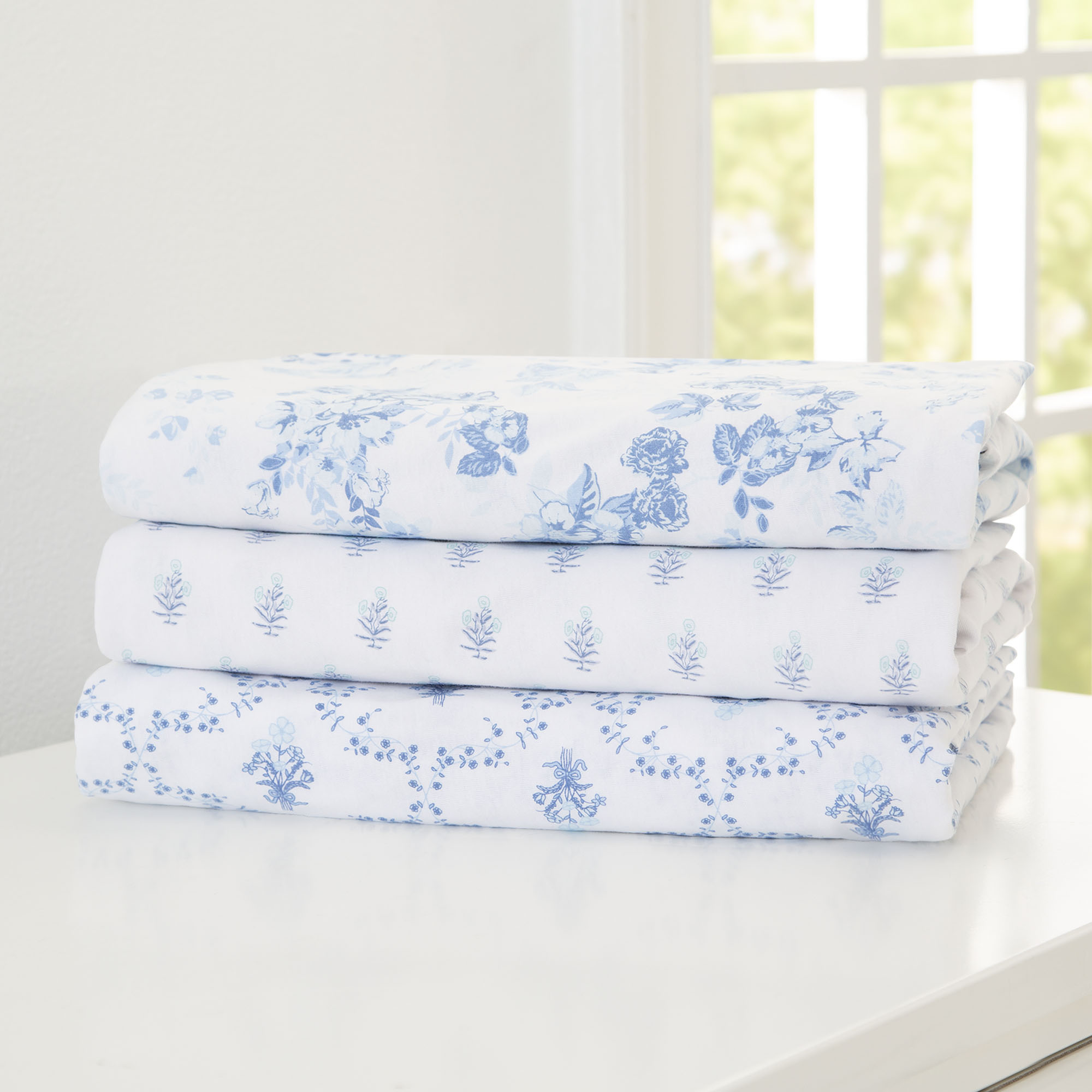 Delta Children Fitted Crib Sheets for Girls and Boys - 100% Organic Cotton Crib Sheet for Standard Crib and Toddler Mattresses - 28x52 Inch - GOTS Certified (Pack of 3), Blue Botanicals