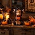 thumbnail image 5 of Halloween Decor, Resin Highland Cow Figurine with Jack O Lantern Accent for Indoor Home Fall Harvest Display, Party Tabletop Or Shelf Decoration, Single Piece, 5 of 5