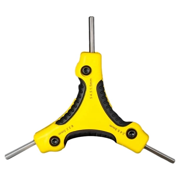 Llave de Estrella Hexagonal Plegable, Destornillador Portátil de Acero -V, Kit de Llave Hexagonal Plegable Métrica Amarilla
