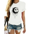 thumbnail image 1 of UKAP Ladies Tops Short Sleeve Tee Moon And Sun Printed T-Shirt Loose Fit Work Tunic Blouse White M, 1 of 7