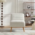 thumbnail image 2 of Oufan Modern Chair, Chenille Accent Chair with Rubber Wood Legs, Comfy Upholstered Side Chair, Reading Armlesschair for Living Room, Bedroom, White, 2 of 9