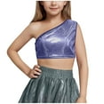 thumbnail image 2 of Cethrio Girls Tank Tops, Summer Off Shoulder Dancewear Performance Sleeveless Tops Blue Size 8-10 T, 2 of 3