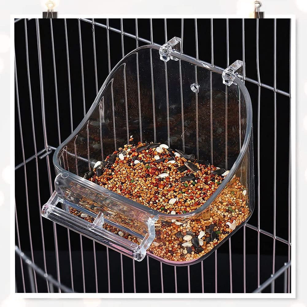 Kselythan Bird Bath Tub,Transparent Hanging Birdbath Toy Parakeet Caged Bathing Tubs Parrot Bath Tub Water Shower Food Feeder Holder Tray Bird Bath for  Small Birds Parrots Cockatiel Budgies