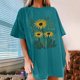 thumbnail image 2 of Faldas Cortas para Mujeres, Impresión de Flores Casual Oversized Camiseta de Manga Corta Top Hecho de 95% Poliéster 5% Spandex para Primavera Verano, Falda Corta de Verano, 2 of 7
