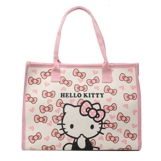 Bolso de lona de dibujos animados de gran capacidad para estudiantes mujeres que viajan al trabajo bolso de compras portátil de salida de moda bolso grande de hombro para mamá