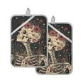 thumbnail image 7 of Yayeee Pot Holders Kitchen Heat Resistant with Pocket 7"x9.8" Cotton Oven Cooking Hot Pads, Skeleton with Flowers Pattern, 7 of 7