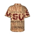 thumbnail image 3 of Religious Words Hawaiian Shirts For Men, Summer Short-Sleeve Relaxed-Fit Button-Down Shirts Medium, 3 of 9