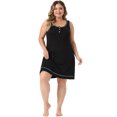 thumbnail image 3 of Unique Bargains Women's Plus Size Sleeveless Round Neck Lounge Sleepdress Nightgowns 3X Black, 3 of 6