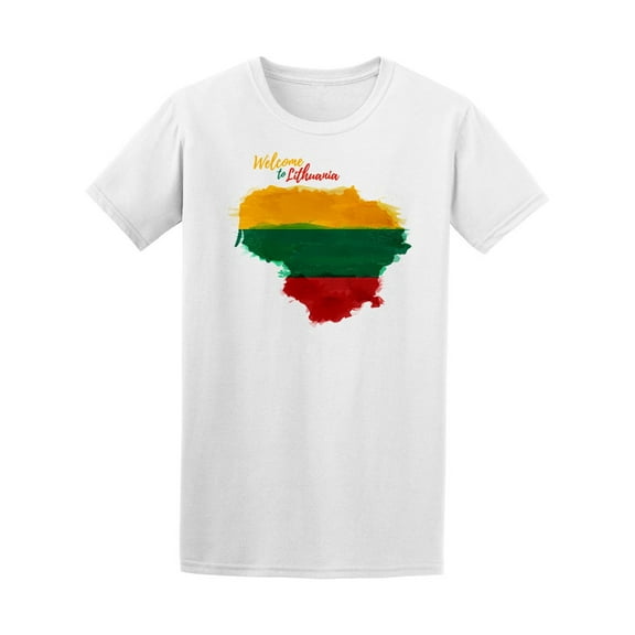 Watercolor Lithuania Map Flag T-Shirt Men -Image by Shutterstock, Male Large
