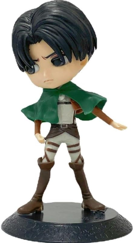 Newly Levi Ackerman Figure Mikasa Ackerman Figure Standing Q Version Big Head Anime Figures 14cm/5.5inch PVC Model Collectible for Anime Fans Gift (a)
