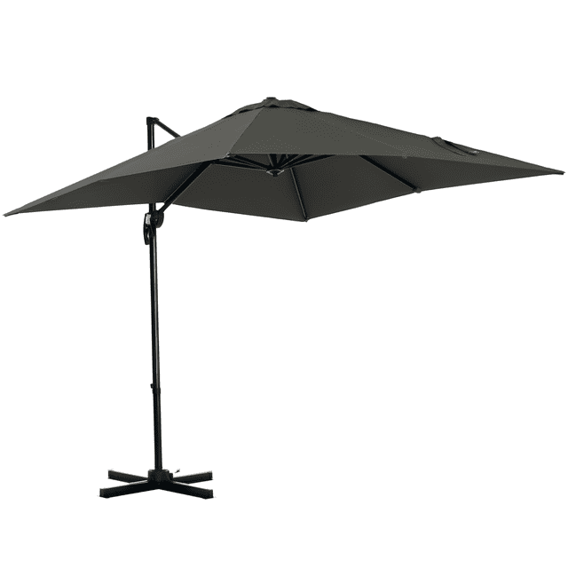 Outsunny 8'x8' Square Patio Hanging Offset Umbrella w/ Cross Base Grey