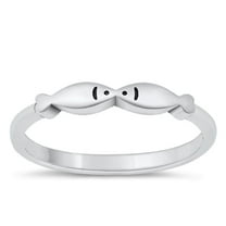 Vintage Kissing Fish Ring .925 Sterling Silver Band Jewelry Female Male Unisex Size 3
