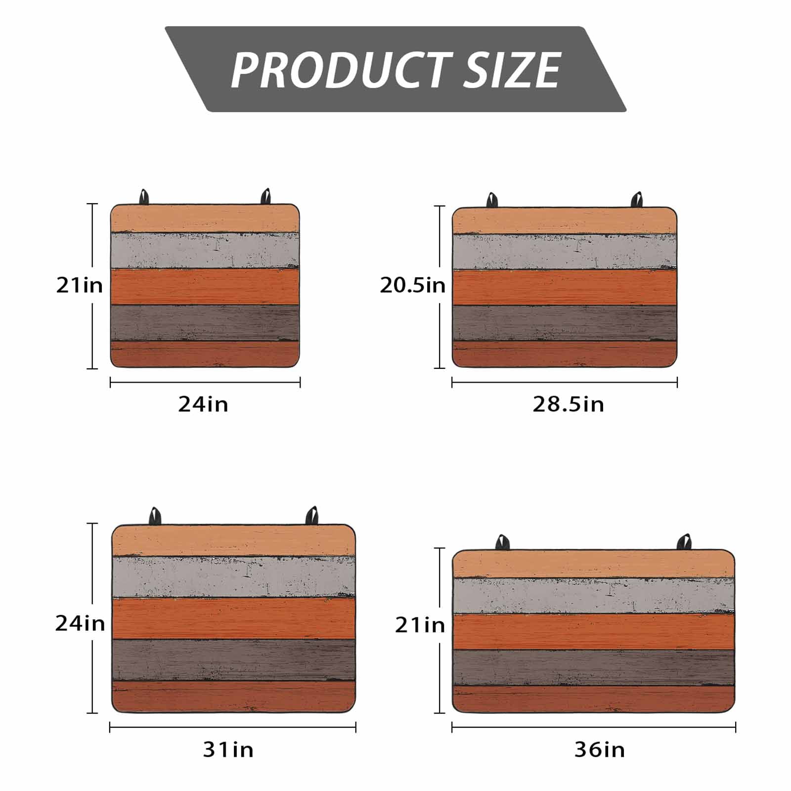 Orange Wooden Stove Top Cover for Electric Stove, Heat-proof & Non Slip Glass Top Stove Cover Protector, Grey Stripe Gradient Country Rustic Grain Kitchen Flat Cooktop Rubber Mat 28.5x20.5 Inches