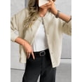thumbnail image 4 of Womens Short Faux Fur Shearling Jacket Fall Winter Full Zip with Pockets Coats with Pocket Light Brown M, 4 of 7