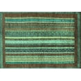 thumbnail image 1 of Ahgly Company Machine Washable Indoor Rectangle Abstract Turquoise Blue Modern Area Rugs, 2' x 4', 1 of 4