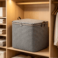 thumbnail image 5 of Fabric Storage Bag with Zipper, Foldable Large Storage Bin with Handles, Heavy Duty Moving Bags Printed Fabric Organizer for Clothes, Toys and Bed Sheets M/140L, 5 of 8