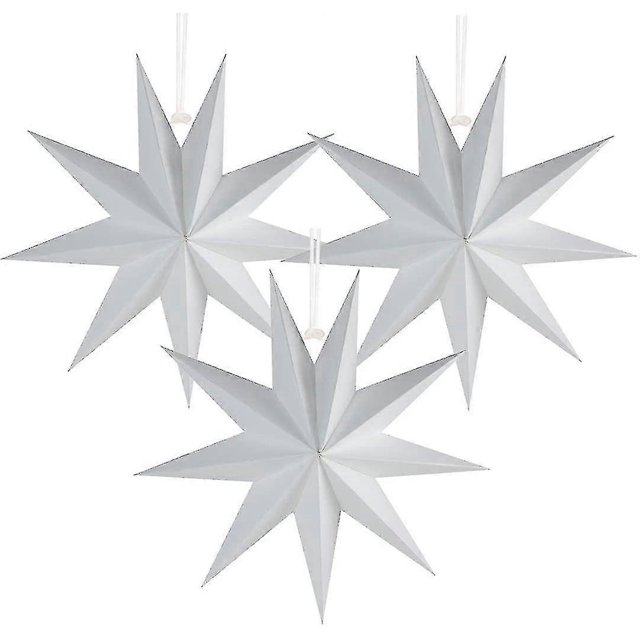 Christmas 9 Corner Paper Stars Holiday Party Decorations 30cm (white) 3 Piecesbd