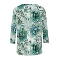 thumbnail image 4 of Women's 3/4 Sleeve Blouses Spring Summer Womens Clothings Basic Tees Shirt Fashion Flowers Printed Round Neck Shirts Pullover Tops, 4 of 5