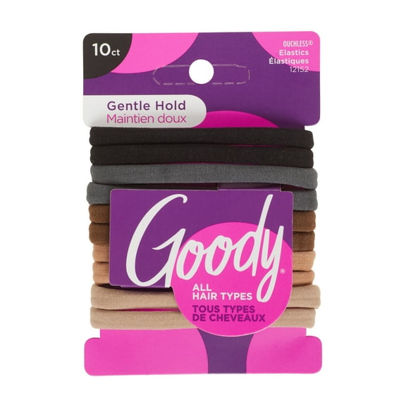 Goody Seamless Ouchless Damage-Free Elastics, Ponytail Holder, Neutral Assortment, 10 Ct