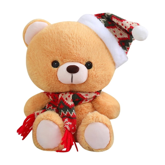 Juguetes Para Niño Gorro navideño, oso de peluche, almohada, oso de peluche, muñeca de tela para niños, regalo de Navidad para niños y niñas, regalo de cumpleaños festivo Juguetes Para Bebe 1 Año