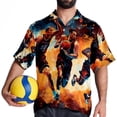 thumbnail image 4 of Basketball Men's Short Sleeve Button Down Casual Poplin Shirts for Summer Beach, Printed Design - Unisex, 4 of 6