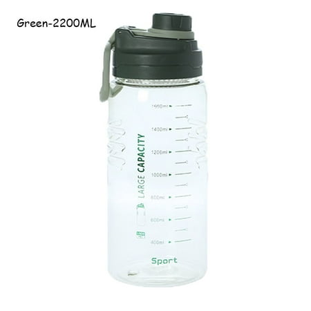 

Portable with Filter Fitness Gym Outdoor Leak-Proof Drinking Bottle Kettle Water Jug with Time Marker Sports Water Bottle GREEN 2200ML