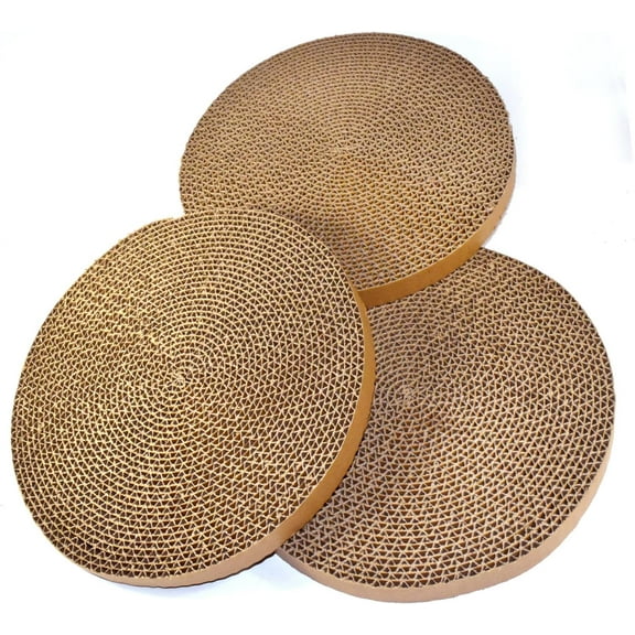 3-Pack Round Cat Scratcher Refill, 10'' Round Scratch Pads for Cats, Refill for Cat Scratcher with Ball, Circular Cardboard Insert, Medium