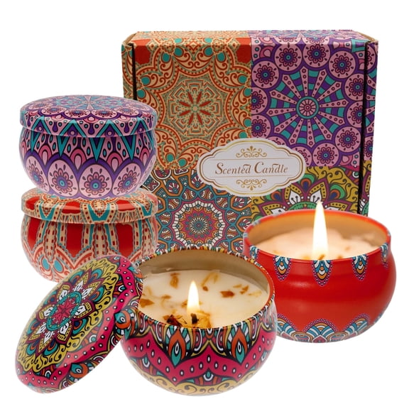 BYXAS 4 Pack Scented Aromatherapy Candles Set for Home, Long Lasting Lavender Fragrance Candles, Holiday Birthday & Valentine Gift for Women, Stocking Stuffer