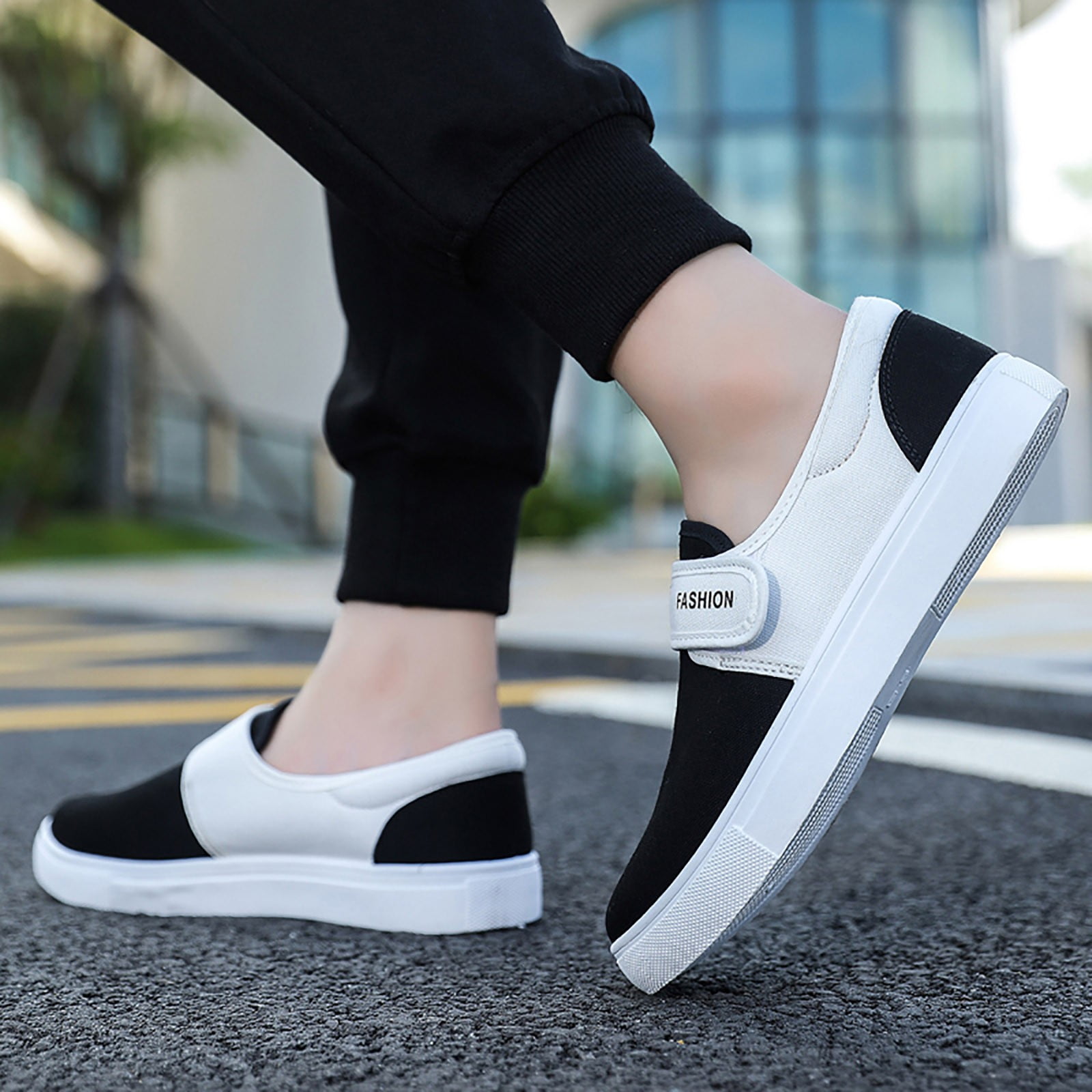 Martin Valen Slip On Black And White Men's Casual Shoes PEASKJP Mens Tennis  Shoes Fashion Walking