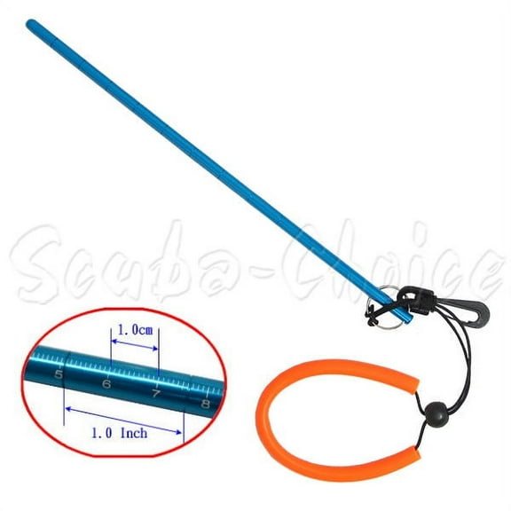 Scuba Diving 13" Aluminum Lobster Tickle Pointer Stick w/ Measurement & Lanyard (Blue)