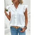 thumbnail image 6 of Women'S Blouses Dressy Boho Casual Ruffle Short Sleeve Tops Business Outfits Ladies Summer Trendy Work Shirts White M, 6 of 8